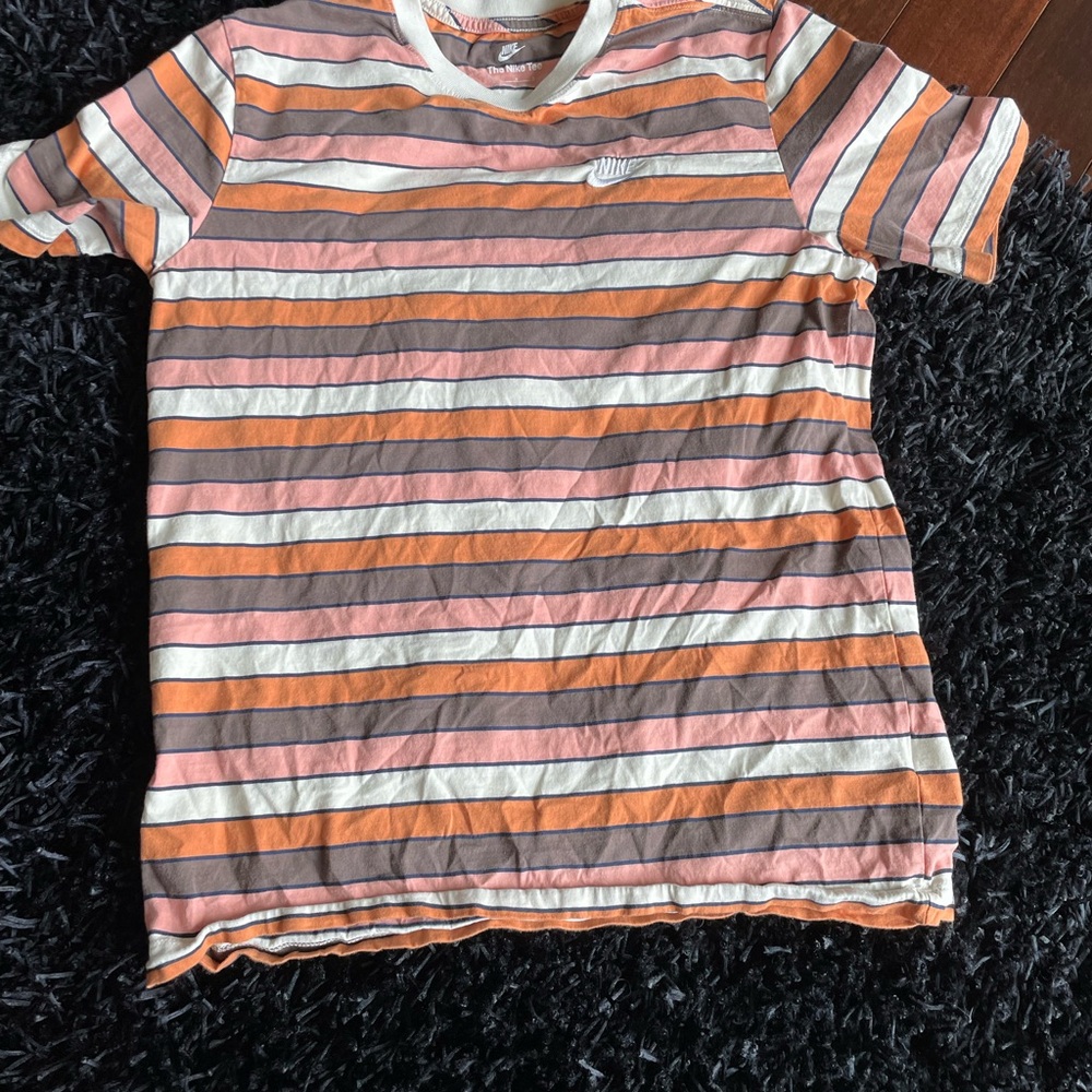 Striped Orange and Pink Nike T-Shirt large
